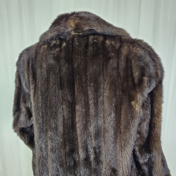 Blue Diamond Mink Canada Brown Fur Mid-Length Coat Large Glam - Picture 9 of 14